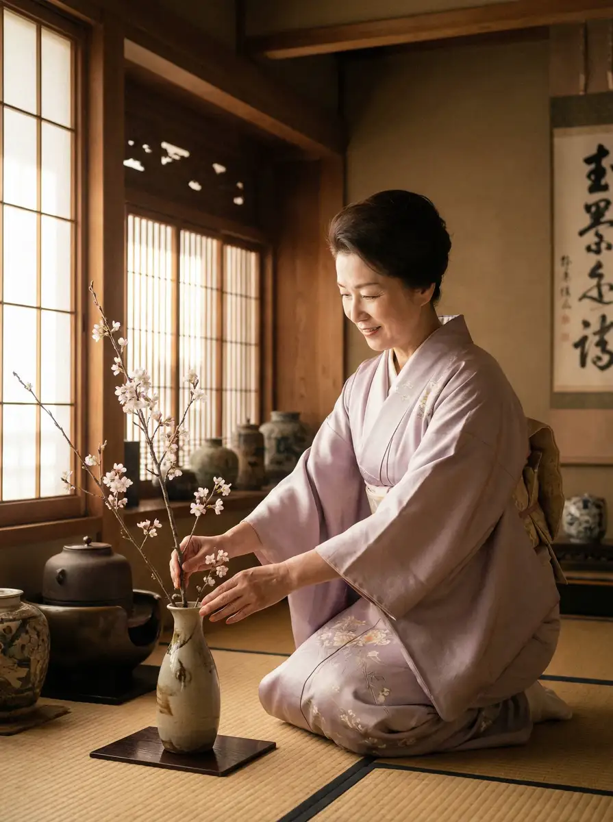 一位优雅的 吃瓜51_吃瓜51全网精选 | 自媒体视角吃瓜51精选 在和室中插花